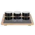 Plateau Apéro Bambou avec Planche à Découper en Verre + 3 Coupelles