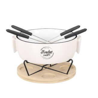 Service à Fondue avec Plateau Chauffe-Plat et 4 Piques