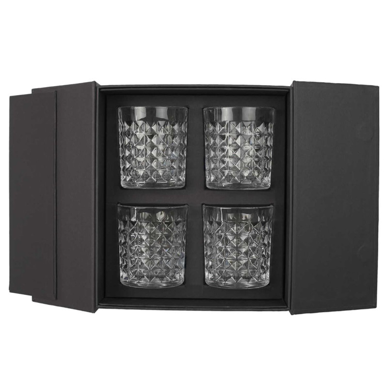 Coffret de 4 Verres à Whisky Motifs Embossés