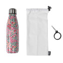 Coffret Bouteille Isotherme 50cl Motif Fleuri + Pochon + Mousqueton