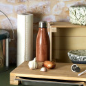 Coffret Bouteille Isotherme 50cl Effet Bois + Pochon + Mousqueton