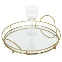 Plateau de Présentation Miroir et Métal Doré Ø34cm