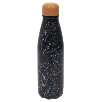 Coffret Bouteille Isotherme 50cl Motif Nature + Pochon + Mousqueton