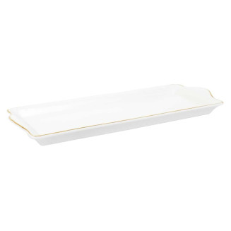 Plat de Service Rectangulaire en Porcelaine Liseré Doré 31x15 cm