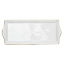 Plat de Service Rectangulaire en Porcelaine Liseré Doré 31x15 cm