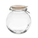 Lot de 3 Bocaux de Conservation Rond Incliné 2,2L en Verre Couvercle Bois