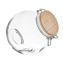Lot de 3 Bocaux de Conservation Rond Incliné 2,2L en Verre Couvercle Bois
