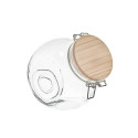Lot de 3 Bocaux de Conservation Rond Incliné 1,7L en Verre Couvercle Bois