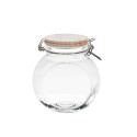 Lot de 3 Bocaux de Conservation Rond Incliné 1,3L en Verre Couvercle Bois