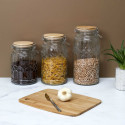 Lot de 2 Bocaux de Conservation 1,8L en Verre Couvercle Bambou