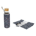 Coffret Bouteille en Verre 50 cl et Pochette 3 Couverts + Paille Inox
