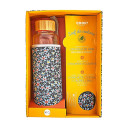 Coffret Bouteille en Verre 50 cl et Pochette 3 Couverts + Paille Inox