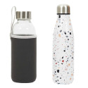 Coffret 2 Bouteilles 50cl Isotherme Terrazzo et Verre avec Pochon