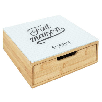 Porte-Capsules Tiroir Bambou Plateau Verre "Fait-maison"