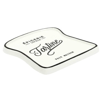 Assiette Toast "Tartine" en Céramique Blanche