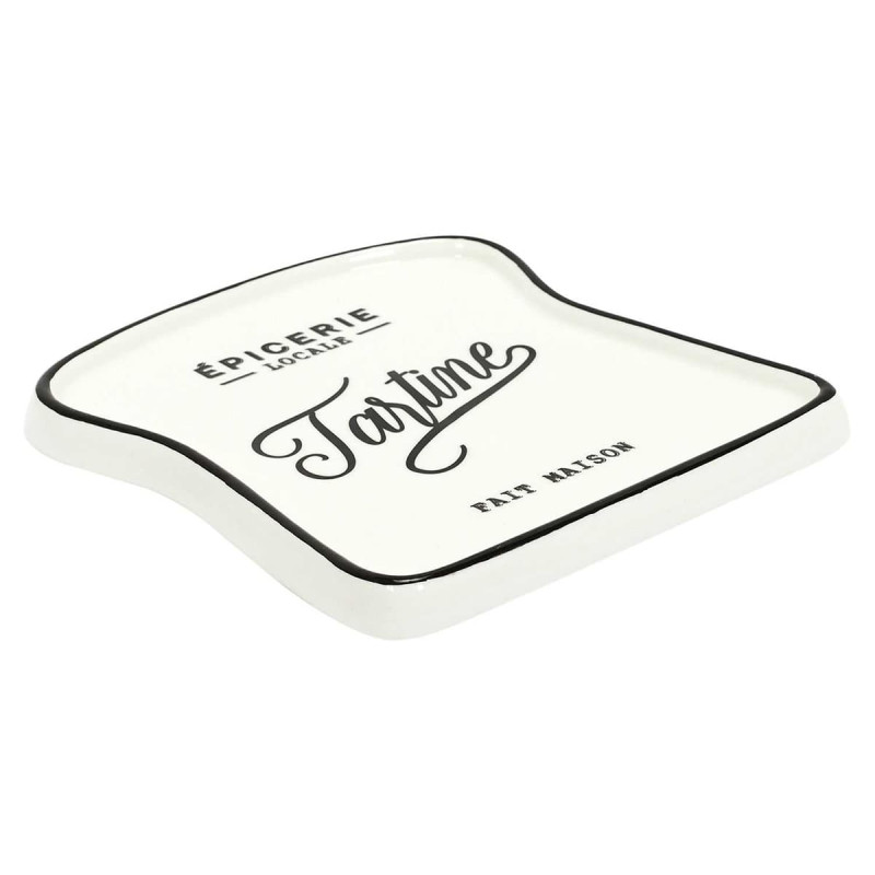 Assiette Toast "Tartine" en Céramique Blanche