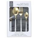 Ménagère 16 Pièces en Inox Or Manche Blanc