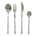 Ménagère 16 Pièces en Inox Manche Effet Marbre