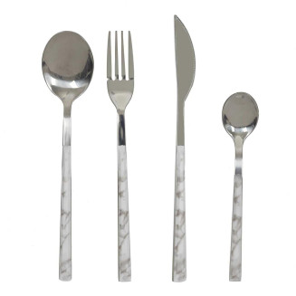Ménagère 16 Pièces en Inox Manche Effet Marbre
