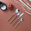 Ménagère 16 Pièces en Inox Manche Effet Bois
