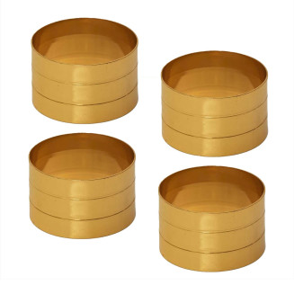Ensemble de 4 Ronds de Serviettes en Métal Doré