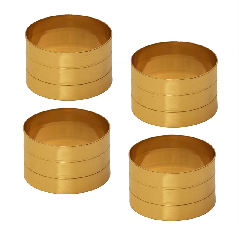 Ensemble de 4 Ronds de Serviettes en Métal Doré