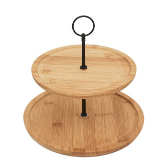 Présentoir à 2 Etages Ø20cm et Ø25cm en Bambou