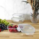 Lot de 3 Plats en Verre avec Couvercles en Plastique Hermétiques