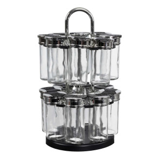 Carrousel à Epices 2 Etages avec 16 Pots en Verre