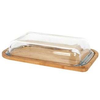Boîte de Conservation en Verre et Bambou 28cm Multifonctions 3 en 1