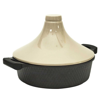 Plat à Tajine en Fonte d'Aluminium et Céramique Bicolore avec Poignées