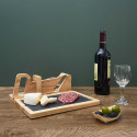 Trancheuse à Charcuterie Manuelle en Bois avec Plateau Ardoise