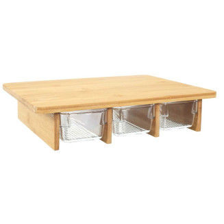 Planche à Découper en Bois avec 3 Compartiments Intégrés
