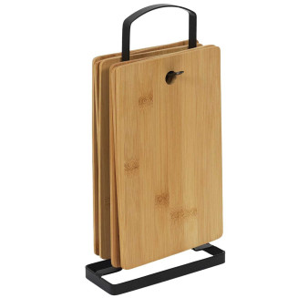 Lot de 6 Planches à Découper avec Support Métal Noir