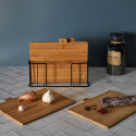 Lot de 4 Planches à Découper avec Socle Métal Noir