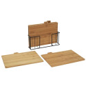 Lot de 4 Planches à Découper avec Socle Métal Noir
