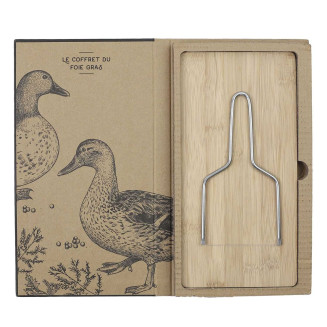 Coffret Découpe Foie Gras avec Lyre et Planche Bois