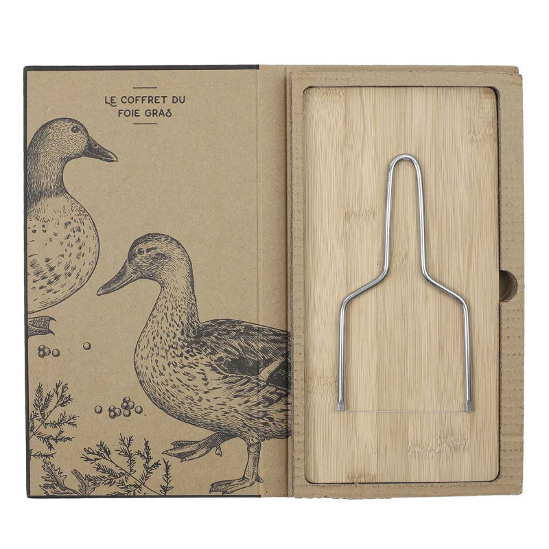 Coffret Découpe Foie Gras avec Lyre et Planche Bois