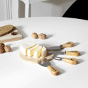 Coffret de 4 Couteau à Fromage et 1 Planche ronde en Bois