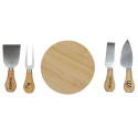 Coffret de 4 Couteau à Fromage et 1 Planche ronde en Bois