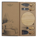 Coffret de 4 Couteau à Fromage et 1 Planche ronde en Bois