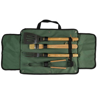 Lot de 4 Ustensiles à Barbecue avec Pochette de Rangement