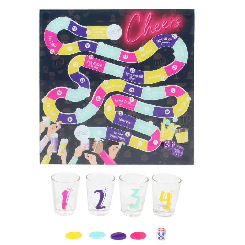 Jeu de l'Oie à Boire avec 4 Verres Jeu de l'Oie à Boire avec 4 Verres