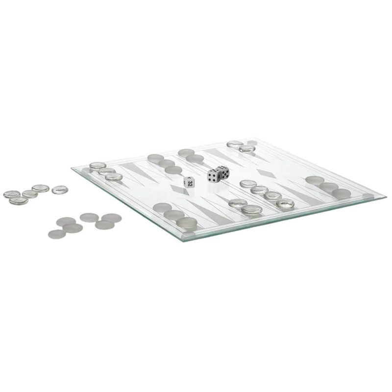 Jeu de Backgammon en Verre 25x25CM