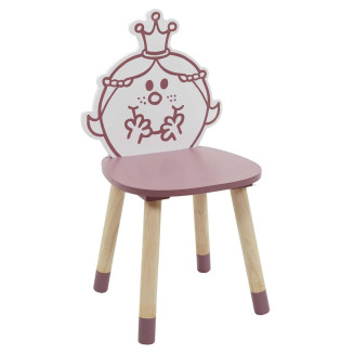 Chaise "Madame Princesse" Rose et Bois Naturel