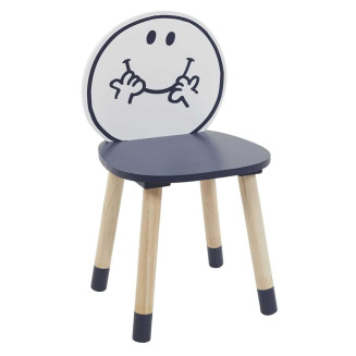 Chaise "Monsieur Heureux" Bleue et Bois Naturel
