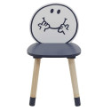 Chaise "Monsieur Heureux" Bleue et Bois Naturel