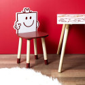 Chaise "Monsieur Costaud" Rouge et Bois Naturel