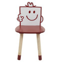 Chaise "Monsieur Costaud" Rouge et Bois Naturel