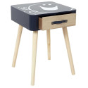 Table de Chevet "Monsieur Heureux" Bleue et Bois Naturel